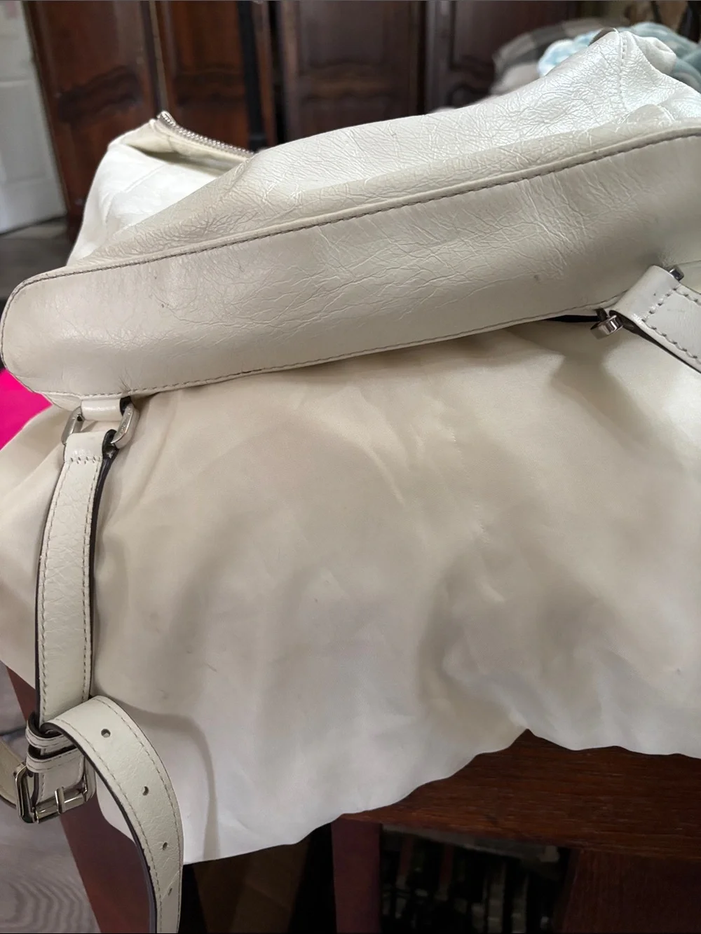 Michael Kors white Leather Zip-Front Backpack
